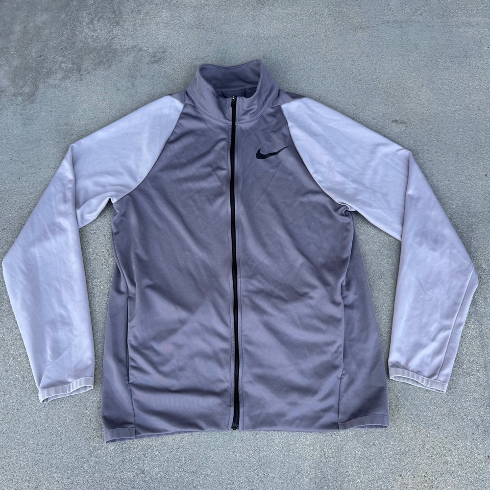 Nike Dri-FIT Mens Small Grey Full Zip Track Jacket Mock Neck Two Tone